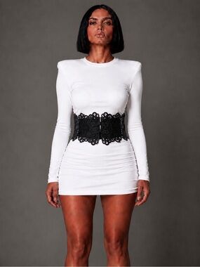 Black Lace Wide Waist Belt for Women
